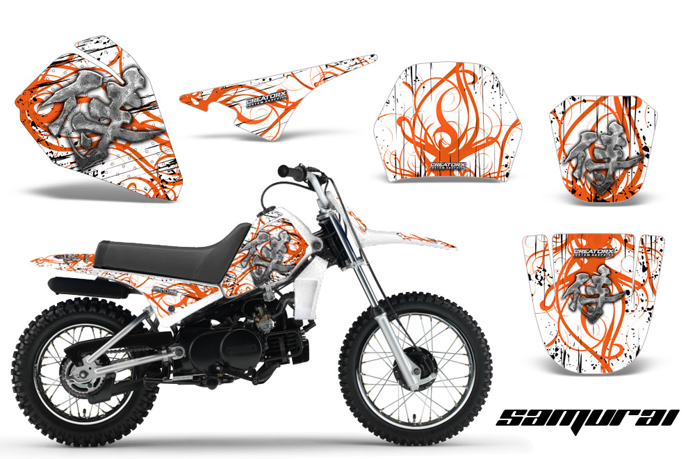 Yamaha PW80 Graphics Kit Samurai Orange White